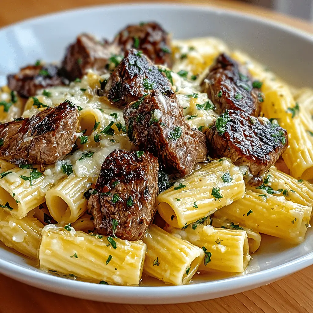 Garlic Butter Steak Tips with Cheesy Rigatoni: A Juicy Comfort Dish