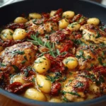 One Skillet Sun-Dried Tomato Chicken and Gnocchi