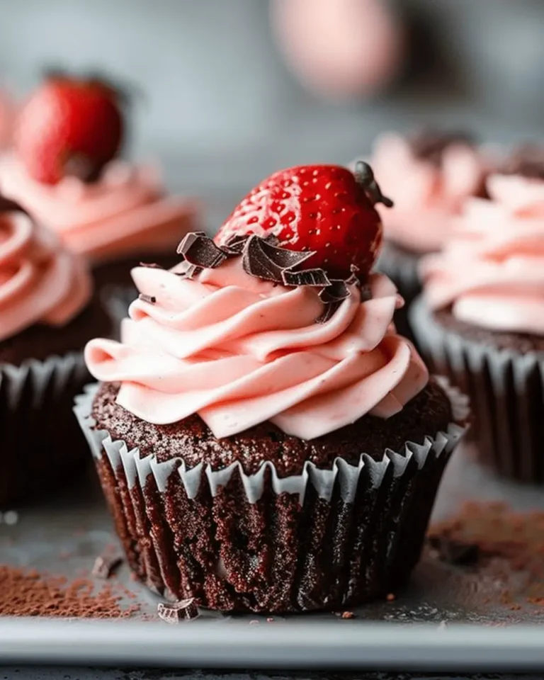 Nutella Stuffed Strawberry Chocolate Cupcakes