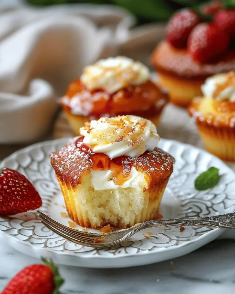 CARAMEL CUPCAKES with Vanilla Cream Center