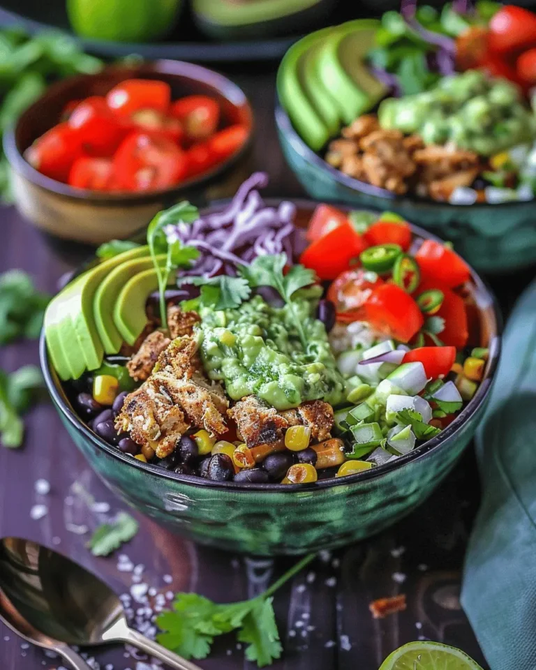 Chicken Burrito Bowls with Avocado Dressing