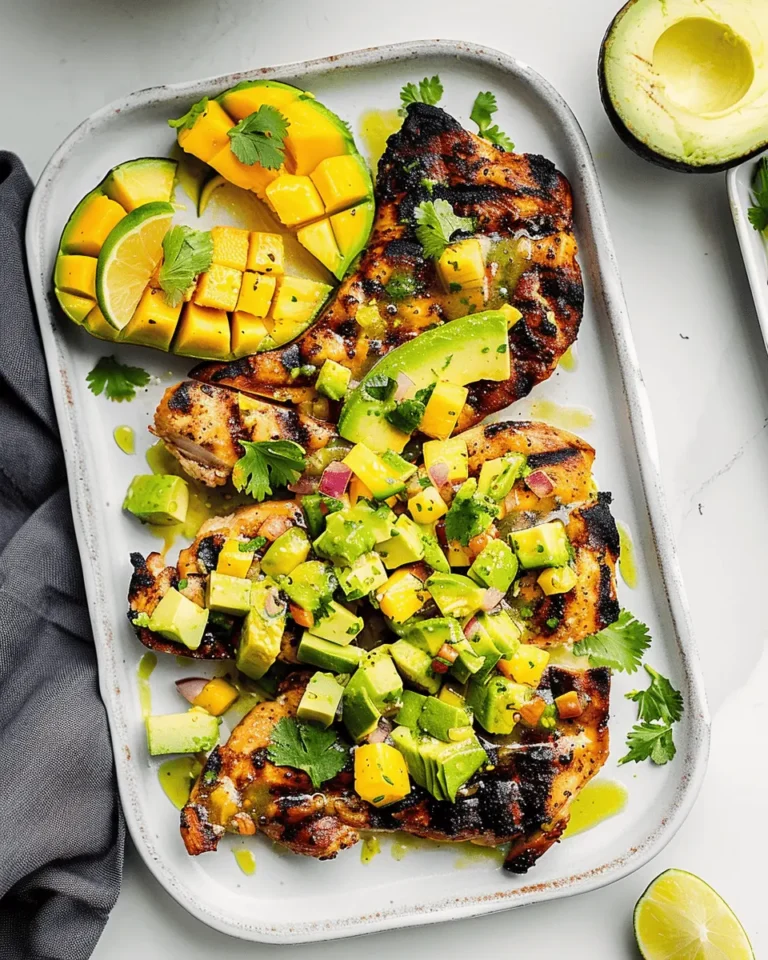 Grilled Chicken with Avocado Mango Salsa