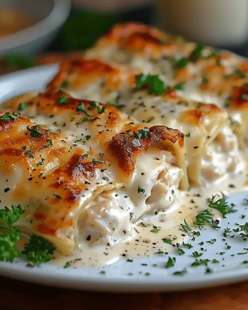 Chicken Alfredo Lasagna Rolls