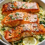 30-Minute Seared Salmon with Lemon Orzo