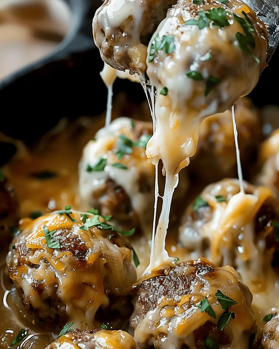 Cheesy French Onion Meatballs: Indulgent Comfort with Turkey Bacon