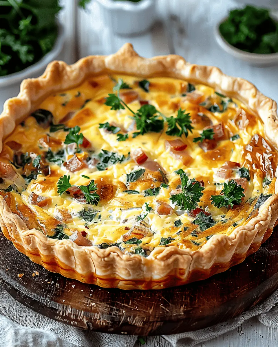 Easy Breakfast Quiche with Turkey Bacon and Chicken Ham Delight