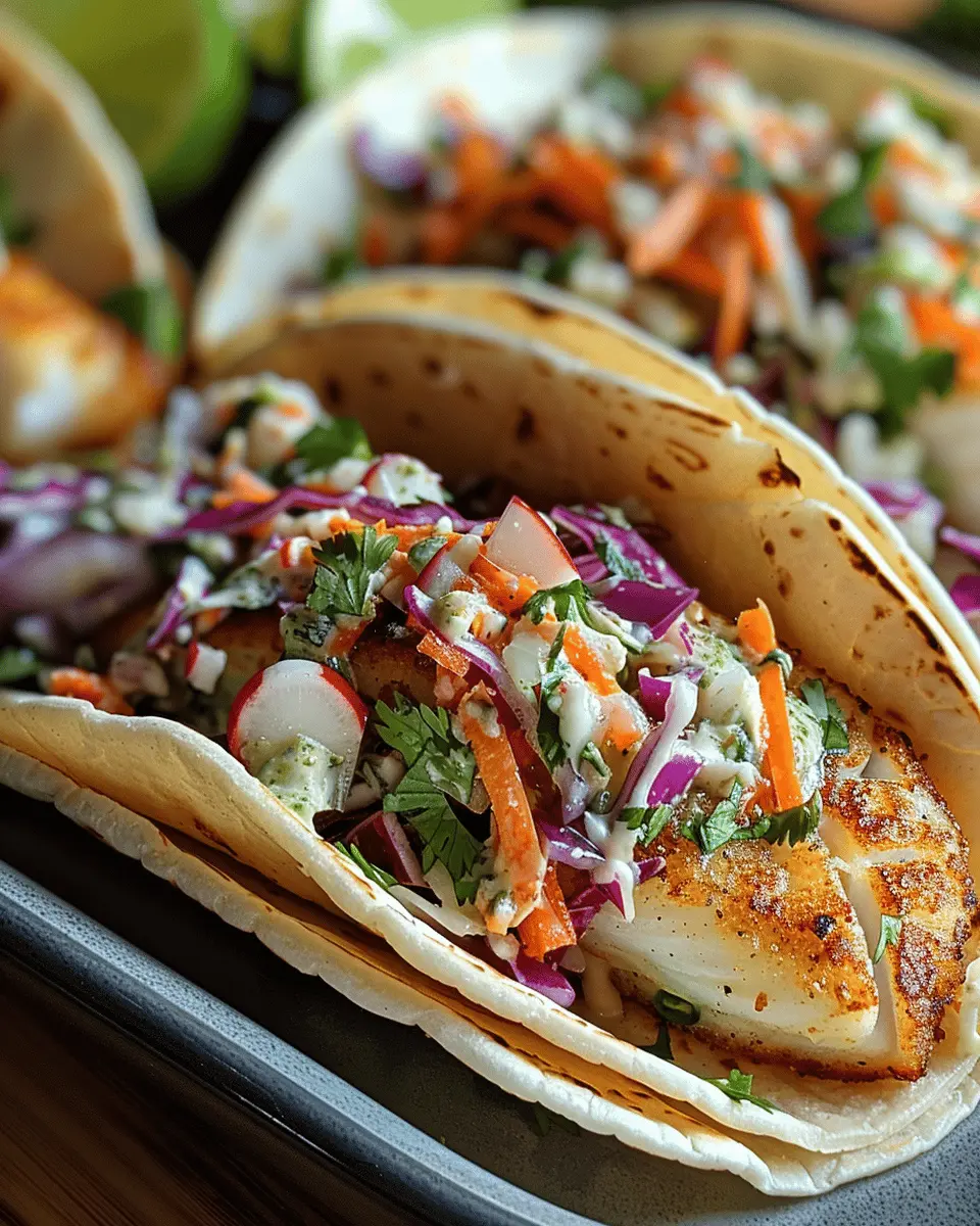 Fish Tacos with Cilantro Lime Slaw