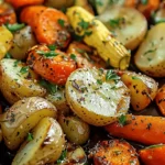 Garlic Herb Roasted Potatoes, Carrots, and Zucchini