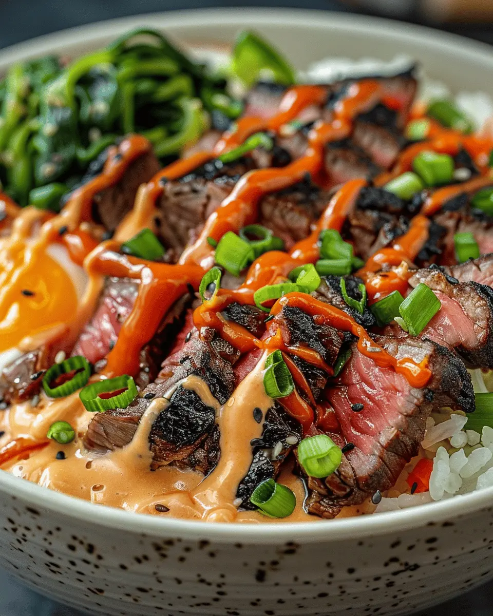 Korean BBQ Steak Rice Bowls: Easy & Flavorful with Spicy Cream Sauce
