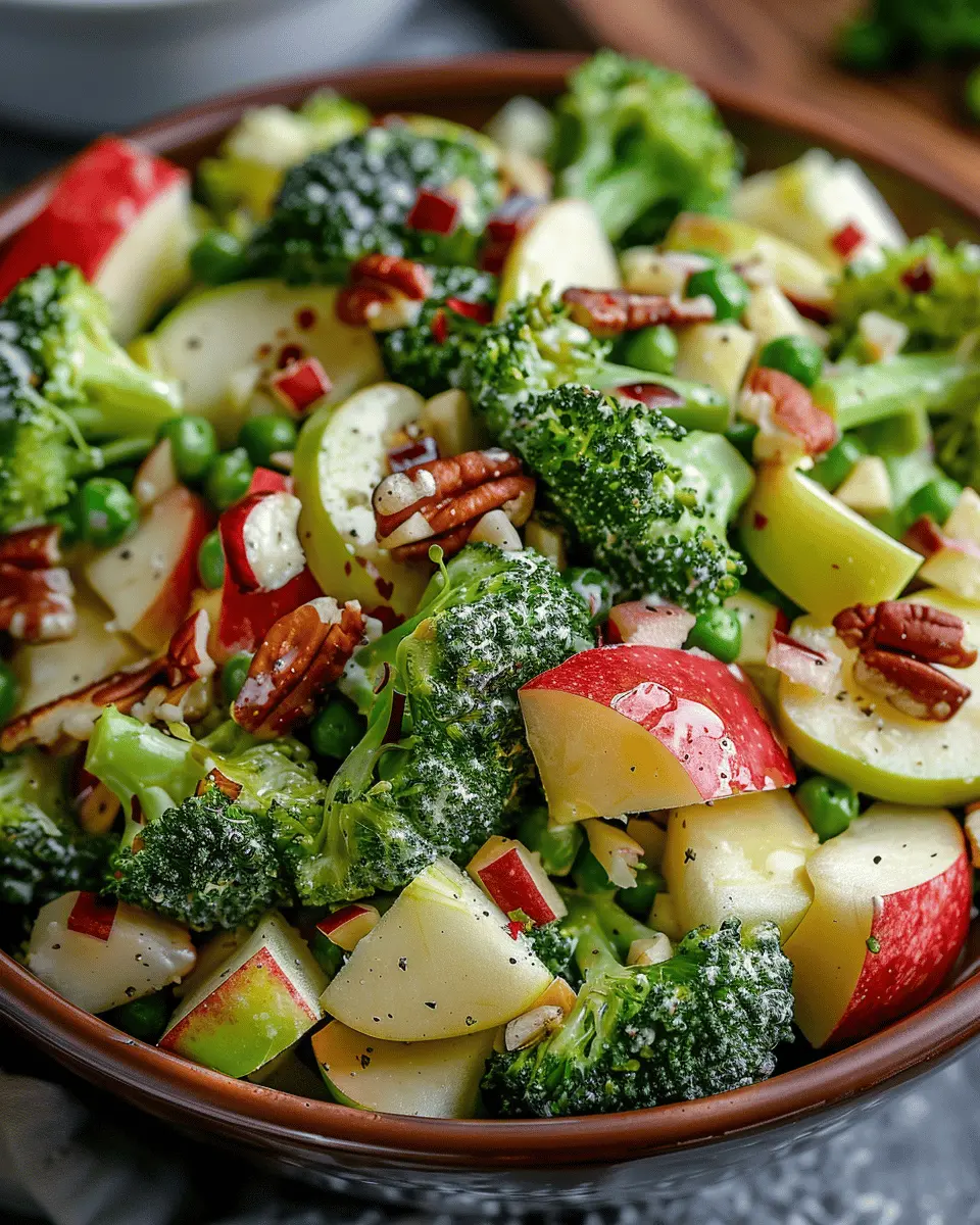 Honeycrisp Apple Broccoli Salad with Turkey Bacon and Chicken Ham