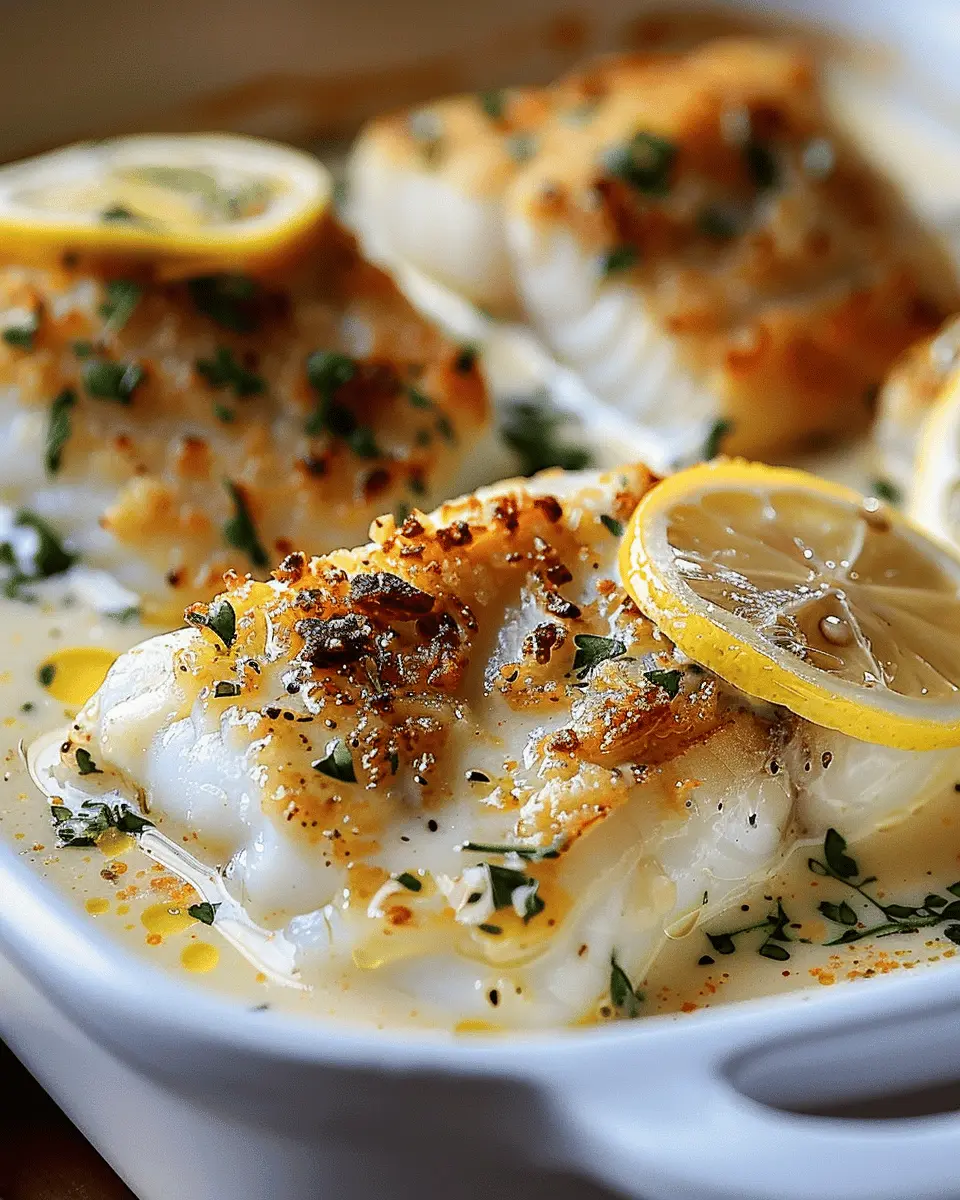 Baked Cod in Coconut Lemon Cream Sauce: A Juicy Delight for Dinner