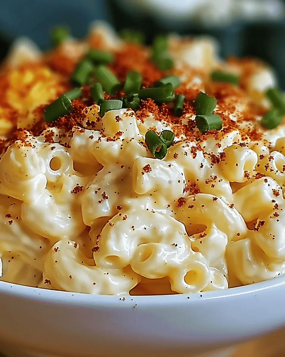 Deviled Egg Macaroni Salad with Turkey Bacon and Chicken Ham Delight