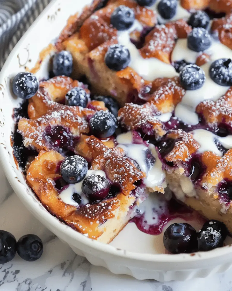 Overnight Blueberry French Toast Casserole with Turkey Bacon Bliss