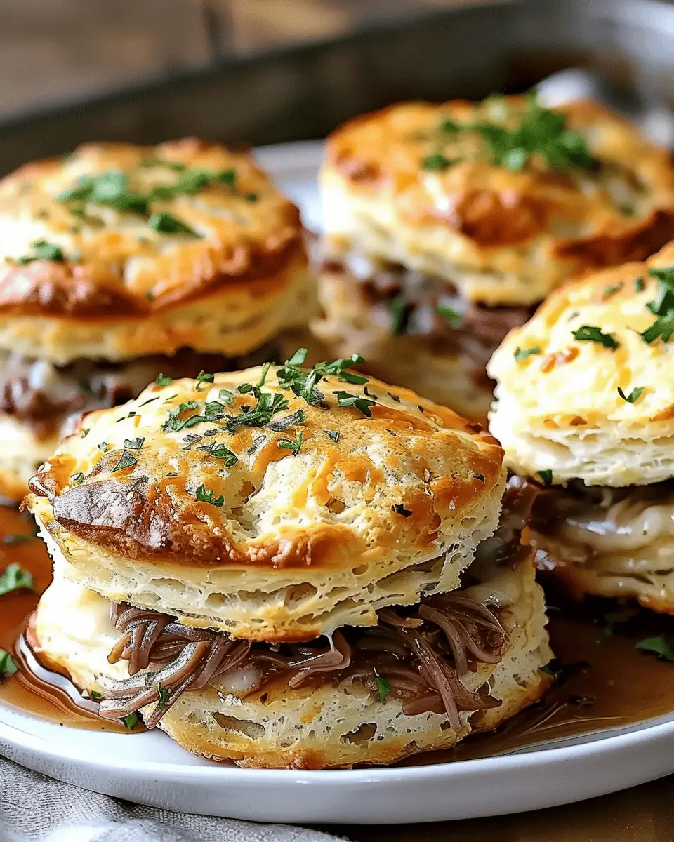 Baked French Dip Biscuits: A Comforting Family Meal with Turkey Bacon