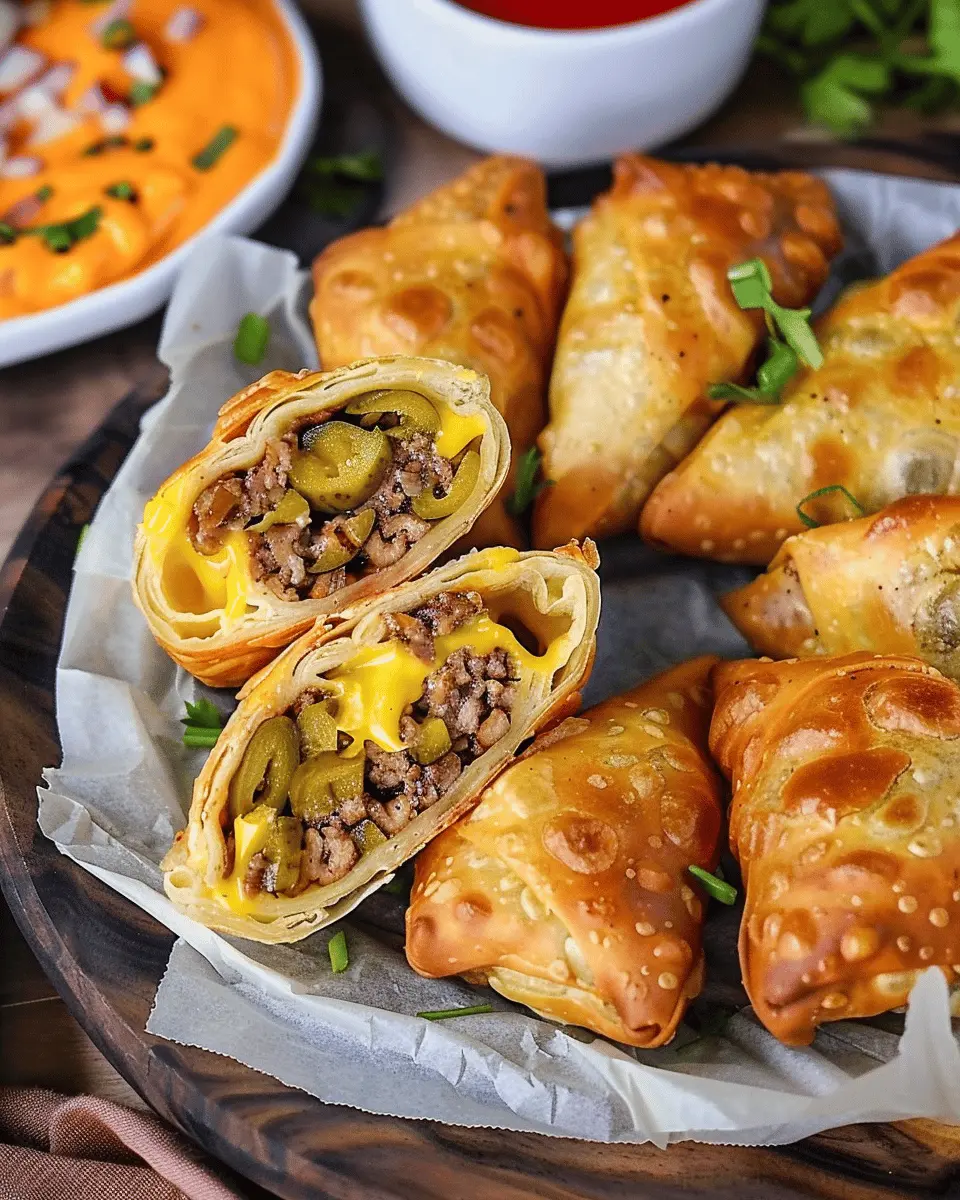 Cheeseburger and Grillo’s Pickles Eggroll: A Juicy Twist on Comfort Food