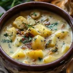 Hearty Cheddar Garlic Herb Potato Soup Recipe