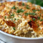 French Onion Chicken Orzo Casserole