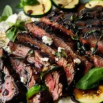 Balsamic Flank Steak with Zucchini and Whipped Feta