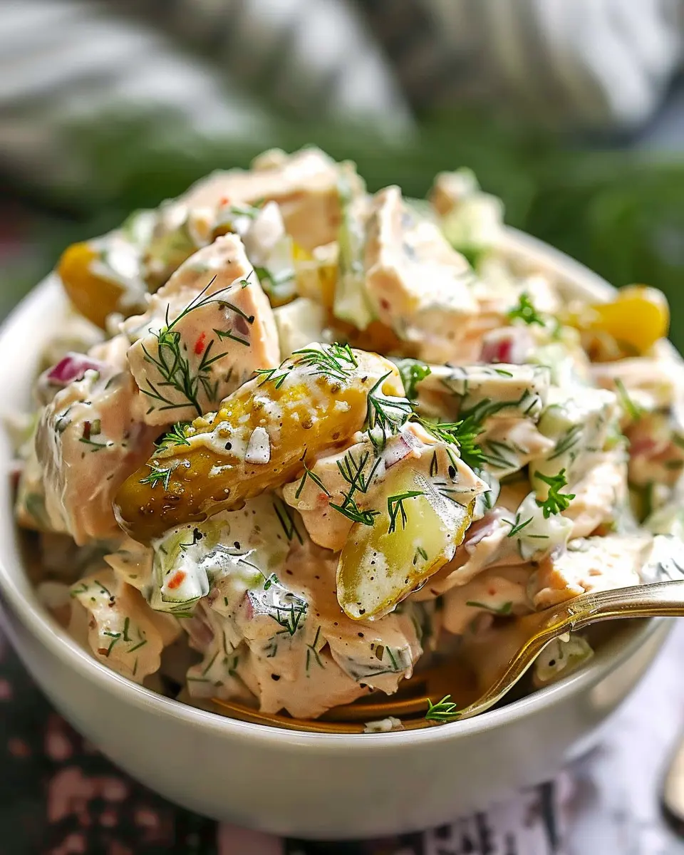 Savory Dill Pickle Chicken Salad with Turkey Bacon Delight