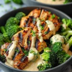 Grilled Chicken & Broccoli Bowls with Creamy Garlic Sauce – Healthy & Flavorful Dinner