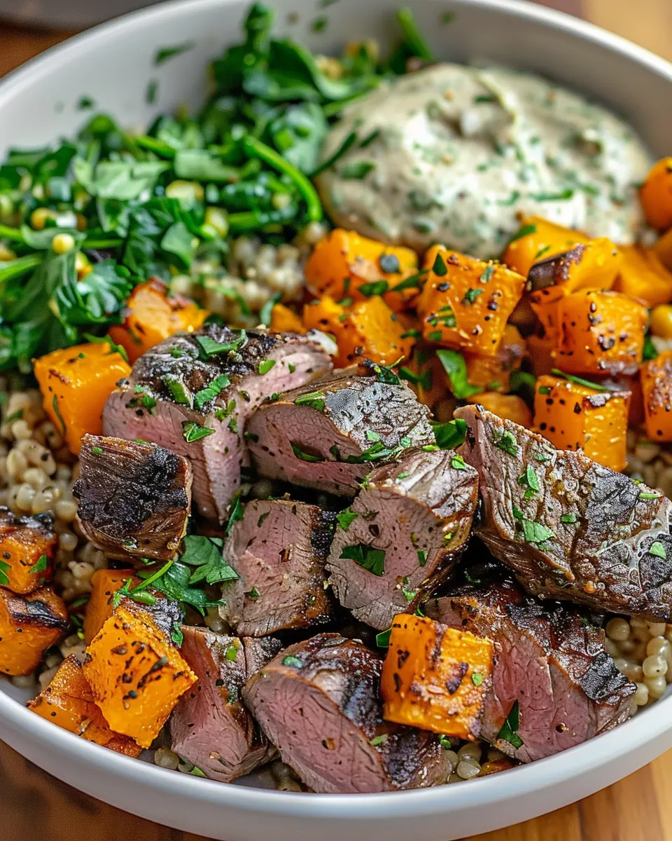 Savory Butternut Squash Recipe: Garlic Herb Steak Bowls Delight