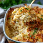French Onion Chicken Orzo Casserole