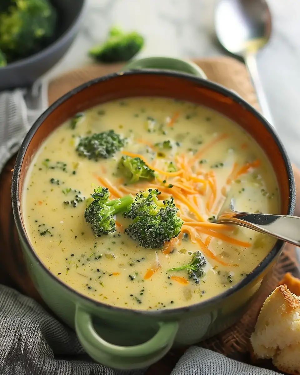 High Protein Broccoli Cheddar Soup with Turkey Bacon Delight