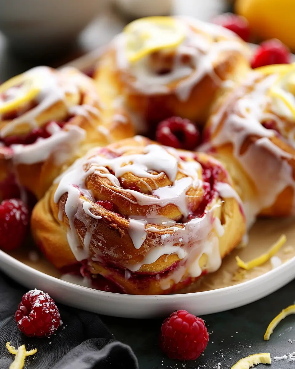 Raspberry Cinnamon Rolls: Indulgent Treat with Lemon Glaze