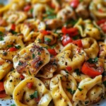 Cowboy Butter Garlic Chicken Tortellini with Fire-Roasted Red Peppers