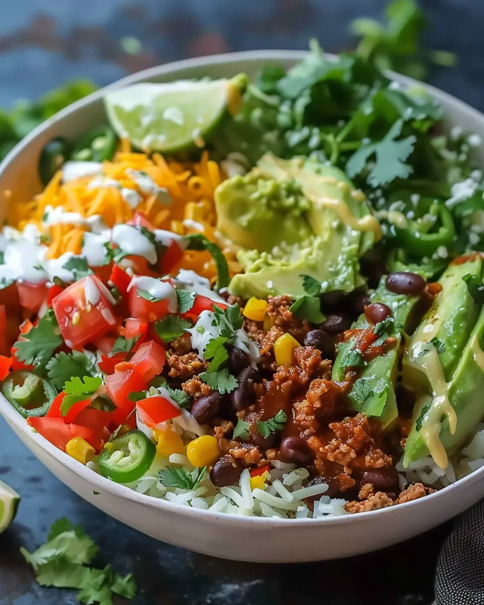 Easy Low Carb Burrito Bowl with Turkey Bacon and Chicken Ham Delight